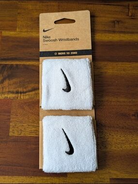 Nike White Wristbands with Black Swoosh (2 Pack)